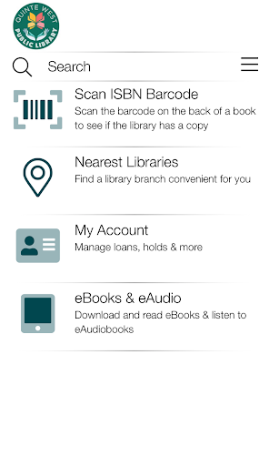 Android application Quinte West Library On the Go screenshort