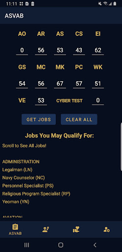 Android application US Navy Jobs ASVAB Calculator screenshort