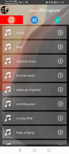 Android application Vivo X70 Ringtones screenshort