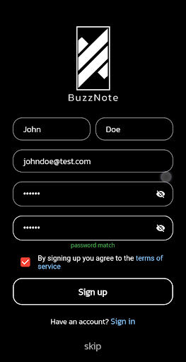 Android application buzznote screenshort