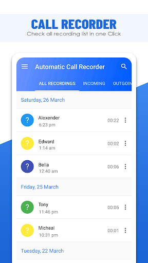 Android application Auto Call Recorder All screenshort