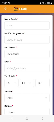 Aplikasi Mobil Talian Kasih Screen 2