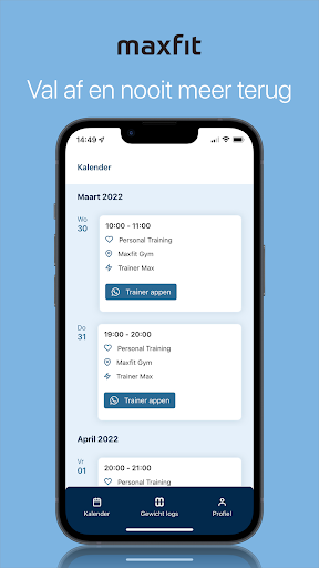 Android application maxfit app screenshort