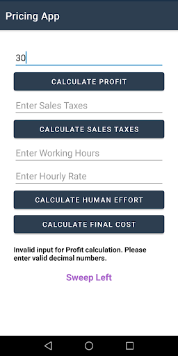 Android application Pricing App screenshort
