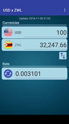 Android application US Dollar to Zimbabwe Dollar screenshort