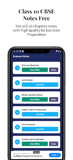 Android application Class 10 Science Notes CBSE screenshort