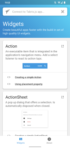 Android application Tabris.js screenshort
