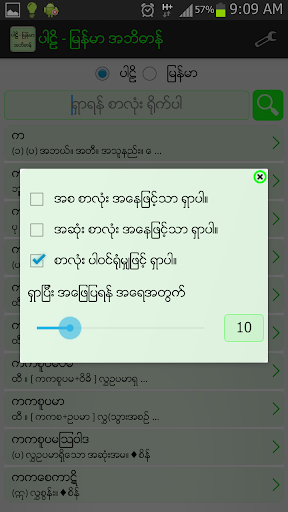 Pali Myanmar Dictionary Screen 3