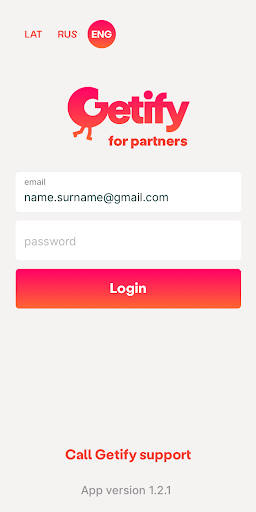 Android application Getify Partner screenshort