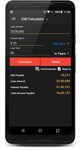 Android application FIX EMI Calculator screenshort