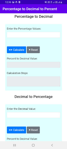 Percent to Decimal to Percent Screen 2