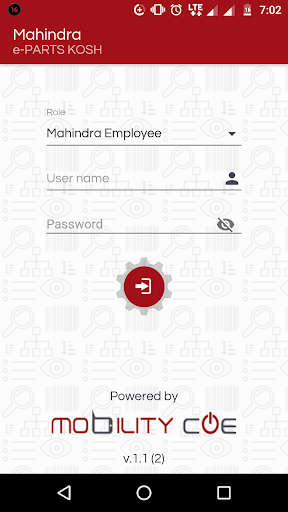Android application Mahindra e - PARTS KOSH screenshort