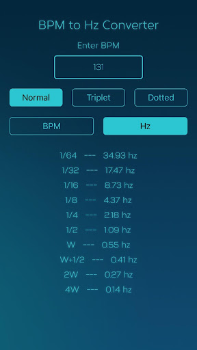 BPM to MS Converter Screen 2