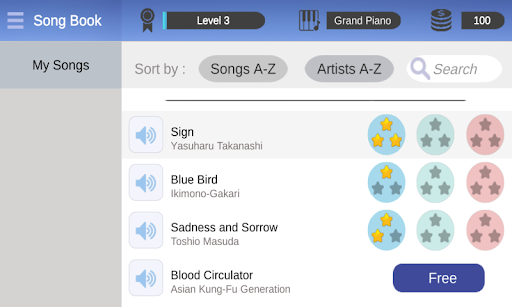 Android application Magic Piano Anime Songs screenshort