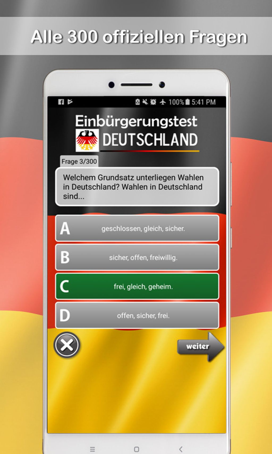 Android application Einbürgerungstest 2022 screenshort