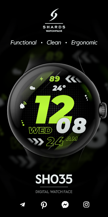 SH035 Watch Face, WearOS watch - New - (Android)