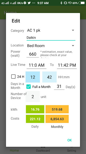 Electric Cost Control Screen 2