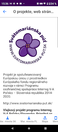 Android application Svätomariánska púť screenshort