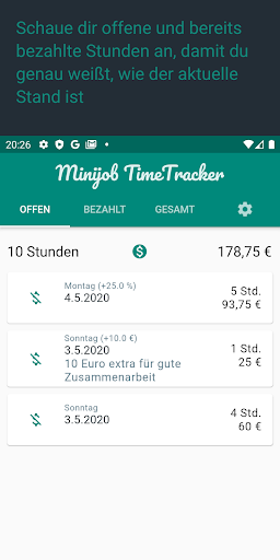 Minijob TimeTracker Screen 3