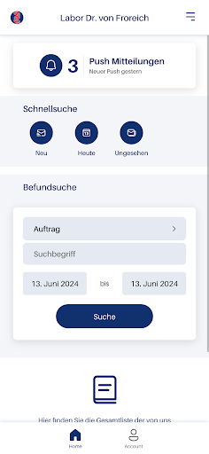 Labor Froreich Befund App Screen 2