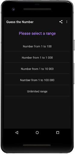 Guess the Number Screen 3