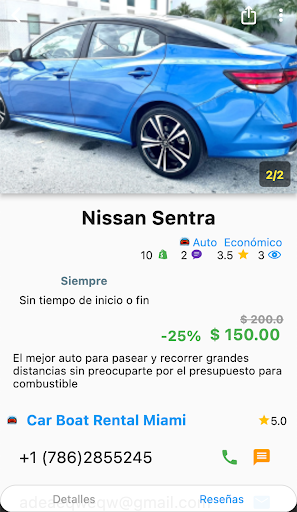 Car Boat Rental Screen 2