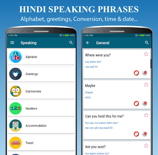 Learn Speak Hindi - Speaking Screen 2