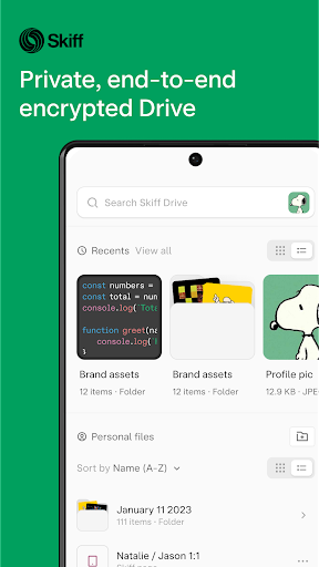 Android application Skiff Drive - Secure files screenshort