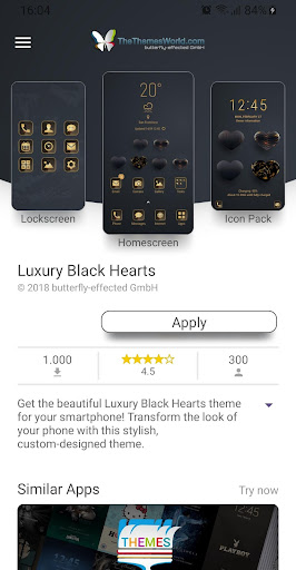 Luxury Black Hearts Theme Screenshot 2 - AppWisp.com