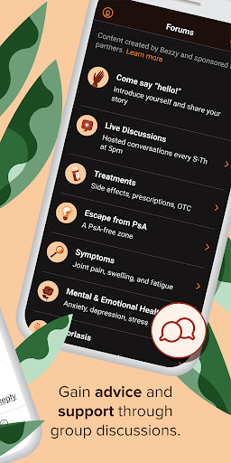 Screenshot of Bezzy Psoriatic Arthritis