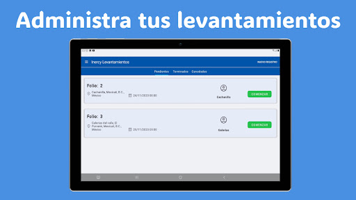 Android application Inercy Levantamientos screenshort