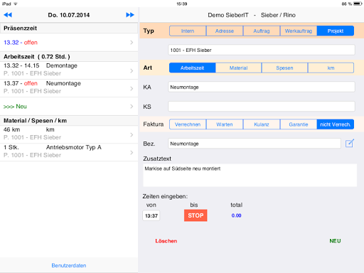 pocketTIME Screen 3