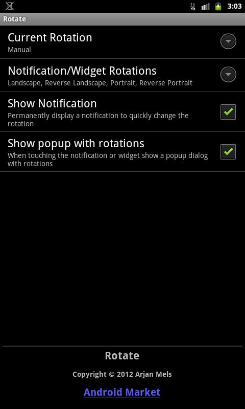 Android application Rotation Control (License) screenshort
