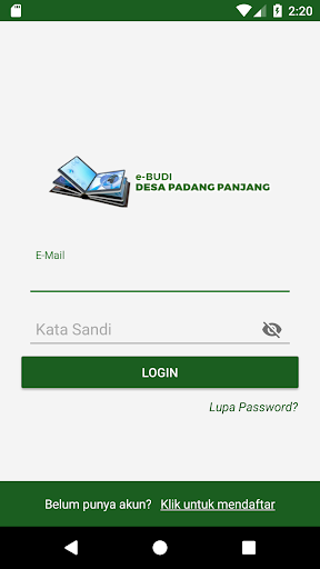 Android application e-Budi Desa Padang Panjang screenshort