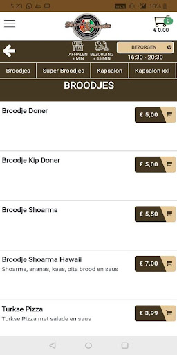 Android application Döneria Pizzeria Doesburg screenshort