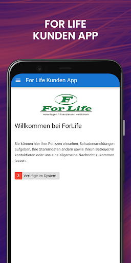 Android application For Life Kunden App screenshort