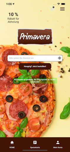 Android application Pizzeria Primavera screenshort