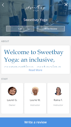 Android application Sweetbay Yoga screenshort