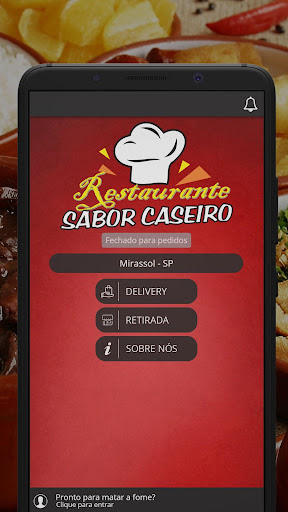 Android application Restaurante Sabor Caseiro screenshort