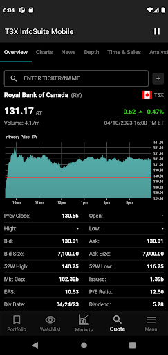 Android application TSX InfoSuite Mobile screenshort