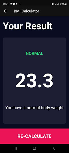 BMI Calculator Screen 3