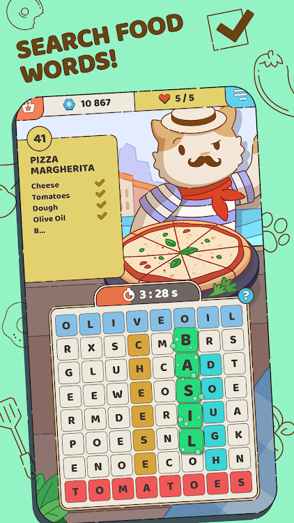 Food Words: Cooking Cat Puzzle - New - (Android)