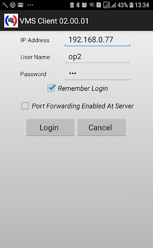Android application VMS Client 02.00.01 screenshort