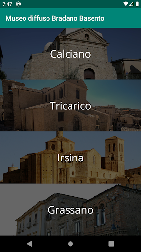 Android application Museo diffuso Bradano Basento screenshort