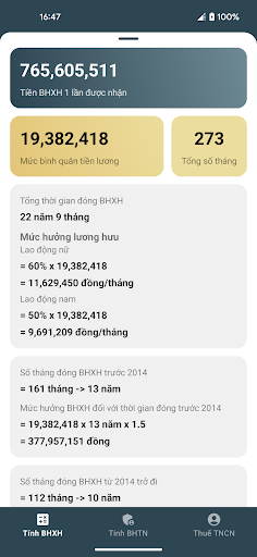 Tính BHXH 1 Lần Screen 2