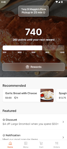 Android application Tony Di Maggio's Pizza screenshort