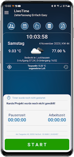 Android application LiwoTime - Zeiterfassung screenshort