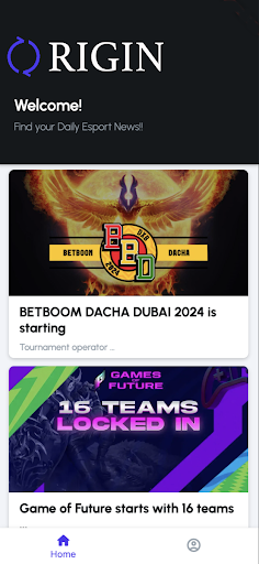 Android application Origin Esport screenshort