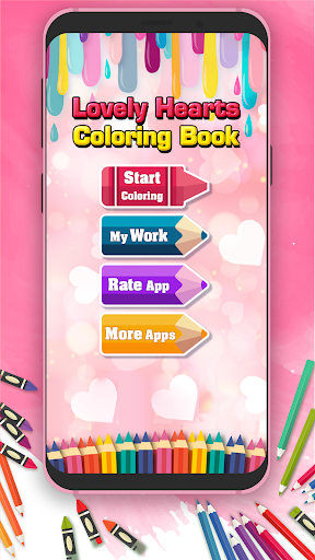 Android application Lovely Hearts Coloring Book screenshort