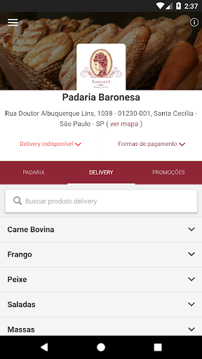 Android application Padaria Baronesa screenshort